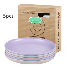 5 stücke Weizen Stroh Platten Reusable Baby Fütterung Gerichte Salat Snack Obst Platte Picknick Geschirr Unzerbrechlich Küche Geschirr