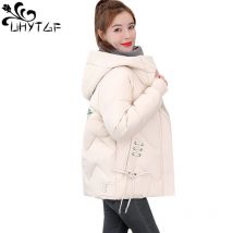 UHYTGF Koreanische big size mantel frauen winddicht casual warme baumwolle winter jacke Koreanischen mit kapuze kurze oberbekleidung Parker Frauen 1767