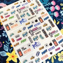 Neueste MG190511-18 Englisch worte 3d nagel kunst aufkleber nagel aufkleber stanzen export japan designs strass dekorationen