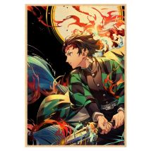 Demon Slayer Poster Decor For Home Posters Anime Room Wall Pictur Kraft Paper Retro And Prints Art Bar Cafe Stickers