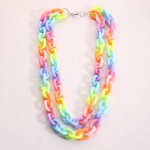 Stilvolle Acryl-Halskette, Plastik-Opak-Regenbogen-Bonbonfarbene Dicke Kette, Geeignet für Damen-Punk-Party-Schmuck