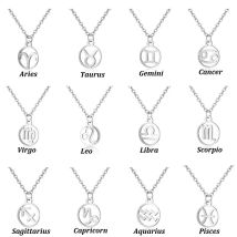 Oly2u Edelstahl Stern Sternzeichen 12 Sternbild Halsband Halsketten Anhänger Widder Waage Löwe Collier Geburtstagsgeschenk