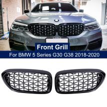 2PCS Auto Racing Grill Meteor Diamant Stern Stil Front Niere Kühlergrill Stoßstange Für BMW 5 Serie G30 G31 G38 520i 530i 540i 2018 2019