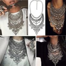 2025 neue Mode Vintage Indische Aussage Halskette Frauen Schmuck Maxi Lange Große Klobige Boho Ethnische Große Kragen Halsband Halskette