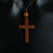 MX002 Cross necklace Jesus Christ pendant choker natural wood necklace wholesale amulet Short Long Chain Jewelry For Women