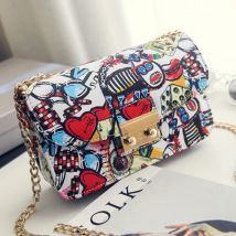 2022 neue Frauen Taschen Sommer Graffiti Damen Designer Handtaschen Hohe Qualität Kette Mini Tasche Frauen Messenger Taschen Für Frauen Kupplung