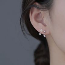 VENTFILLE 925 Silver Star Flash Crystal Summer Small Fresh Female 2022 Nuovi orecchini di personalità alla moda