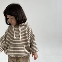 Autumn Baby Striped Hooded Sweatshirt 2026 New Long Sleeve Kids Hoodie For Boys And Girls Loose Casual Hooded Tops 9M-3T