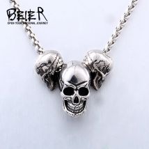 Beier Einzigartiges Design Punk-Schädel hochwertiger Biker 316L Edelstahl Anhänger Halskette Schmuck LLBP8-216PX
