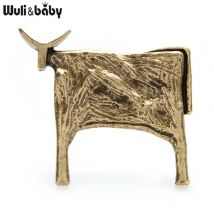 Wuli&baby Vintage Rinder Broschen für Frauen Unisex Tier Neujahr Brosche Schmuck Zubehör