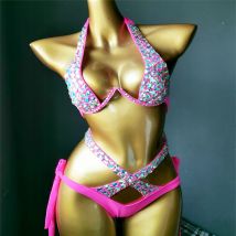 2021 venus vacation crystal bikini set diamond swimwear rhinestone bathing suit bling stones swimsuit  beachwear