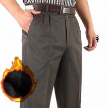 ICPANS Warme Dicke Fleece Winter Casual Hosen Männer Lose Gerade Klassische Hohe Taille Baumwolle