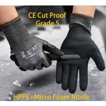 ANSI A4 Anti Cut Resistant Work Glove HPPE Micro Foam Nitrile Maxi High Flex Proof Glass Handling Butcher Safety Gloves