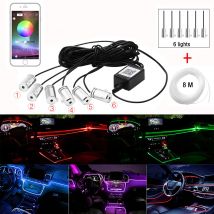 4/5/6 In 1 Auto Decorazione Ambientale Lampada Kit RGB Neon Bluetooth App Controllo Sigaretta USB Auto LED Luce Atmosfera Interni 12V