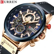 CURREN Uhren Herren Marken Luxus Casual Lederband Sport Quarz Armbanduhr Chronograph Uhr Männlich Kreatives Design Zifferblatt