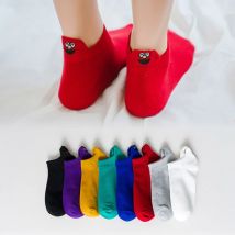 Neue Mode 1 Paar kawaii Frauen Socken glücklich Knöchel lustige Socken Harajuku Damen Baumwolle gestickt Ausdruck Süßigkeiten Farbe Sox