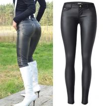 Frauen Niedrige Taille Faux Pu Leder Hosen Punk Gothic Dame Dünne Bleistift Hosen Sexy Stretch Push-Up Legging Slim Fit Straße 2022