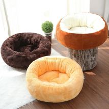 Pet Bett Erwärmung Kleine Hund Haus Weichen Sofa Donut Katze Bett Erwärmung Innen Runde Kissen Zwinger Cuddler Faux Pelz Welpen matte Hund Betten