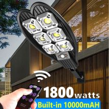 1800W lampione solare 10000mAH lampada solare esterna luce solare luminosa impermeabile PIR sensore di movimento telecomando da giardino