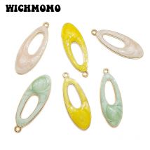 New Fashion 6pcs/bag 37*14MM Zinc Alloy Candy Colors Drop Oil Oval Charms Pendants DIY Jewelry Necklace Earring Accessories