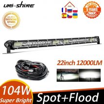 UNI-SHINE 22-calowy 104W Led Light Bar 12000LM Jednorzędowe światła robocze LED Offroad Truck SUV ATV Tractor Car Boat 12V 24V