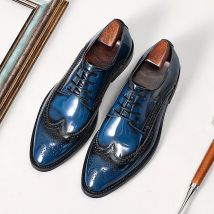 Handgemachte Herren Hochzeit Brogues Schuhe schwarz blau Luxus Echt leder Herren Kleid Schuhe lässig