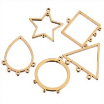 10PCS Stainless Steel Gold Earring Geometry Findings Teardrop Link Connectors DIY Dangle Ear Wire Components Wholesale