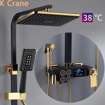 Heiß Kalt Dusche System Badezimmer LED Digital Dusche Set Wand Halterung Smart Thermostat Bad Wasserhahn Quadratischen Kopf SPA Regen Grifo