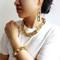 Hohe Qualität Punk Boho Lock CCB Kette Halskette Frauen Aussage Hip Hop Twisted Dicke Link Kette Kragen Gothic Schmuck