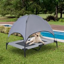 PawHut Cama Elevada para Mascotas Portátil con Toldo Extraíble Exterior 92x76x90