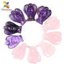 15pcs Natural Quartz Stone Carved Angel Charms Purple Guardian Home Decor 20mm Bulk Craft For Women Gift Handmade Charm Accessor