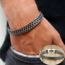 Vnox Vintage ossidato Cool Double Curb Chain bracciali per uomo in acciaio inossidabile Punk antico Cubic Foxtail Chain maschio Pulseira