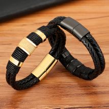 TYO Geflochtene Seil Wrap Leder Armbänder Für Männer Armreifen Mode Männlichen Frauen Charme Edelstahl Verschluss Schmuck DIY Anpassung