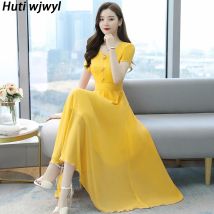 Solide Vintage Runway Prom Midi Kleid elegante Frauen Bodycon Party Abend Vestidos 2024 Frühling Sommer Chiffon Strand Maxi kleider