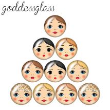 ма ved Video Matroschka Russisches Mädchengesicht 10 Stück gemischt 12 mm/18 mm/20 mm/25 mm Rundes Foto-Glas-Cabochon-Demo mit flacher Rückseite