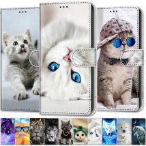 Coole Tiere Hülle für Samsung Galaxy S20 FE Flip Ledertasche S 20Plus S21FE S20FE 5G Wallet Cover Löwe Bär Wolf Katzen Hund Capa