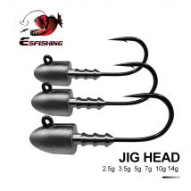 ESFISHING Bullet Jig Head 5 Stück 2,5 g 3,5 g 5 g 7 g 10 g 3 Stück 18 g Schraubenkopf Mustad Haken für weiche Köder Angelgerät