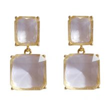 Korean Baroque Retro Temperament Crystal Clip Earrings Creative Transparent Simple Geometric Square Clip on Earrings No Hole