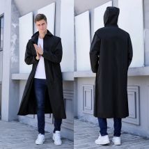 Hohe qualität 1PC schwarz mode erwachsene wasserdichte lange regenmantel EVA unisex regenmantel dicken wasserdicht mit kapuze regenmantel outdoor hikin