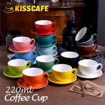 220 ml Hochwertige Keramik Kaffeetassen Kaffeetasse Set Einfacher europäischer Stil Milchbecher Cappuccino Blumentassen Latte