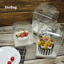 StoBag 10 stücke Griff Transparent Heighten Boxen Für Kuchen Dekoration Geschenk Lebensmittel Paket Hochzeit Geburtstag Liefert Baby Zeigen