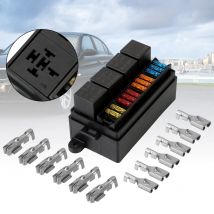 12V 24V 40A 12-Wege-Flachsicherungskastenhalter 4-polige Relais Spatenklemmen Überlagerschutzzubehör für Auto-Auto-LKW-Anhänger