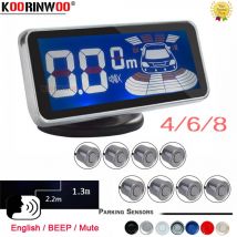 Koorinwoo Schermo digitale LCD elettromagnetico Sensori di parcheggio per auto 4/6/8 Radar Cicalino vocale anteriore Indietro Sistema Parktronic