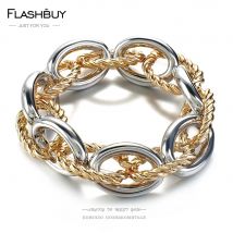 FLASHBUY Punk Mode Dicke Twist Kette Armbänder für Frauen Männer Aussage Chunky Metall Kette Armband Chic Schmuck