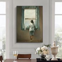 Salvador Dali Woman at The Window Canvas Paintings Posters and Prints Wall Art Pictures for Living Room Decor (No Frame)