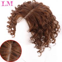 LM Synthetische Perücke, weiblicher Kopf, Ersatzblock, lockiges Haar, Maisbart, Simulation Dauerwelle, teilweise oben, realistisches Ersatzstück