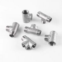 DN15//DN20/DN25 männlich + männlich + Innengewinde 3-Wege-T-Rohrverschraubung 1/2" 3/4" 1" BSP-Gewinde 304 Edelstahl