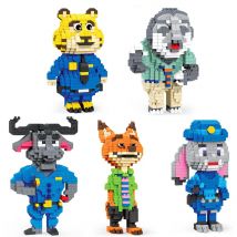 445pcs+ Zootopia Mini Blocks Cartoon Flash Judy Nick Chief Figures Rabbit Sloth Buffalo Micro Building Bricks Toys For Children