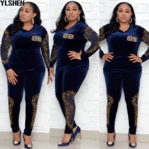 Afrikanische Sets für Frauen Langarm Perlen Diamanten afrikanische elastische Bazin Baggy Pants Rock Style Dashiki berühmte Anzug Dame