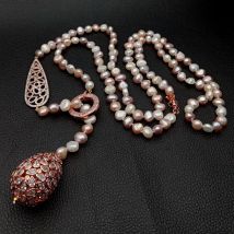 45 ''Multi Farbe kartoffel süßwasser Perle Rose Gold farbe Überzogen Stecker Halskette pullover kette halskette